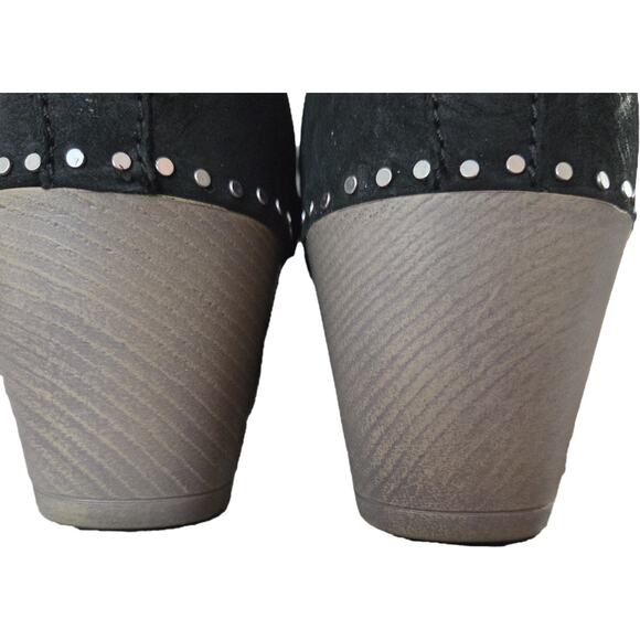 Dansko Black Nubuck Platform Ankle Boots Rivets Boho Hippie 39 - Picture 6 of 12